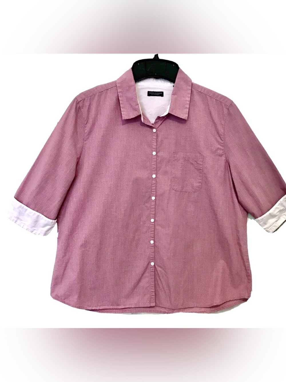 American Eagle Outfitters Vintage Y2K Womens XL Plaid Button Up 3/4 Sleeve Shirt